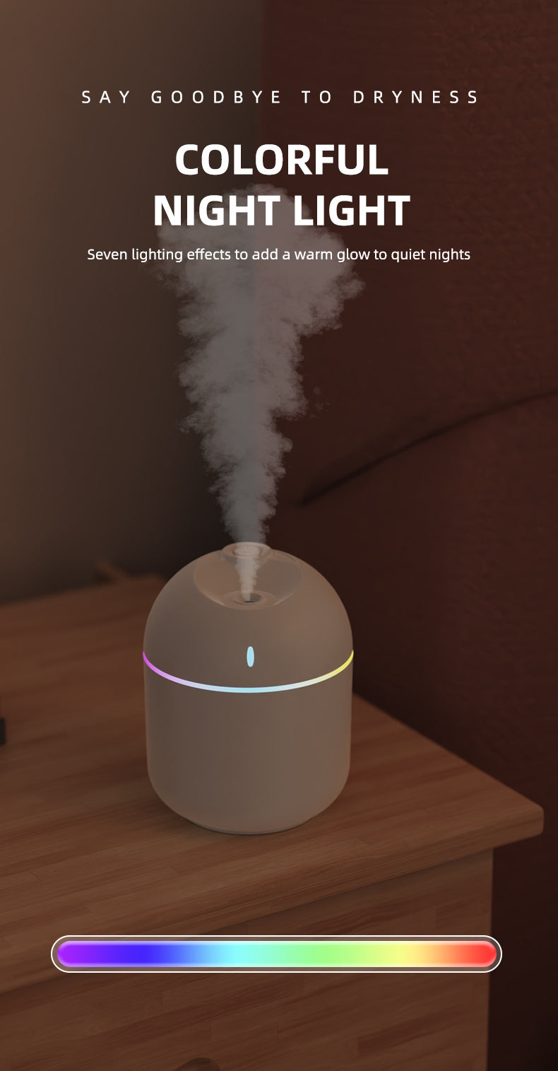270ml USB Aroma Humidifier with LED Night Light & Auto Shut-Off