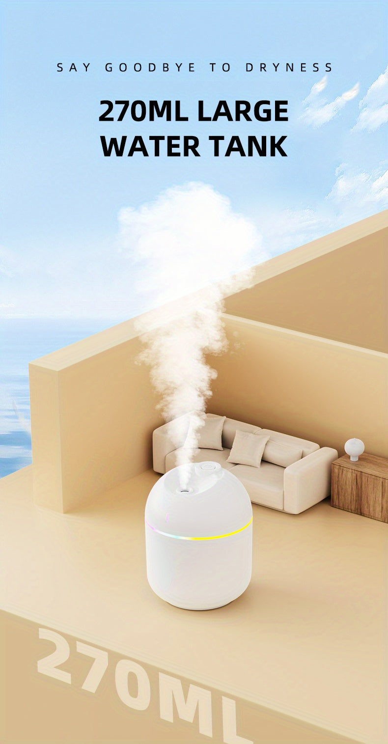 270ml USB Aroma Humidifier with LED Night Light & Auto Shut-Off