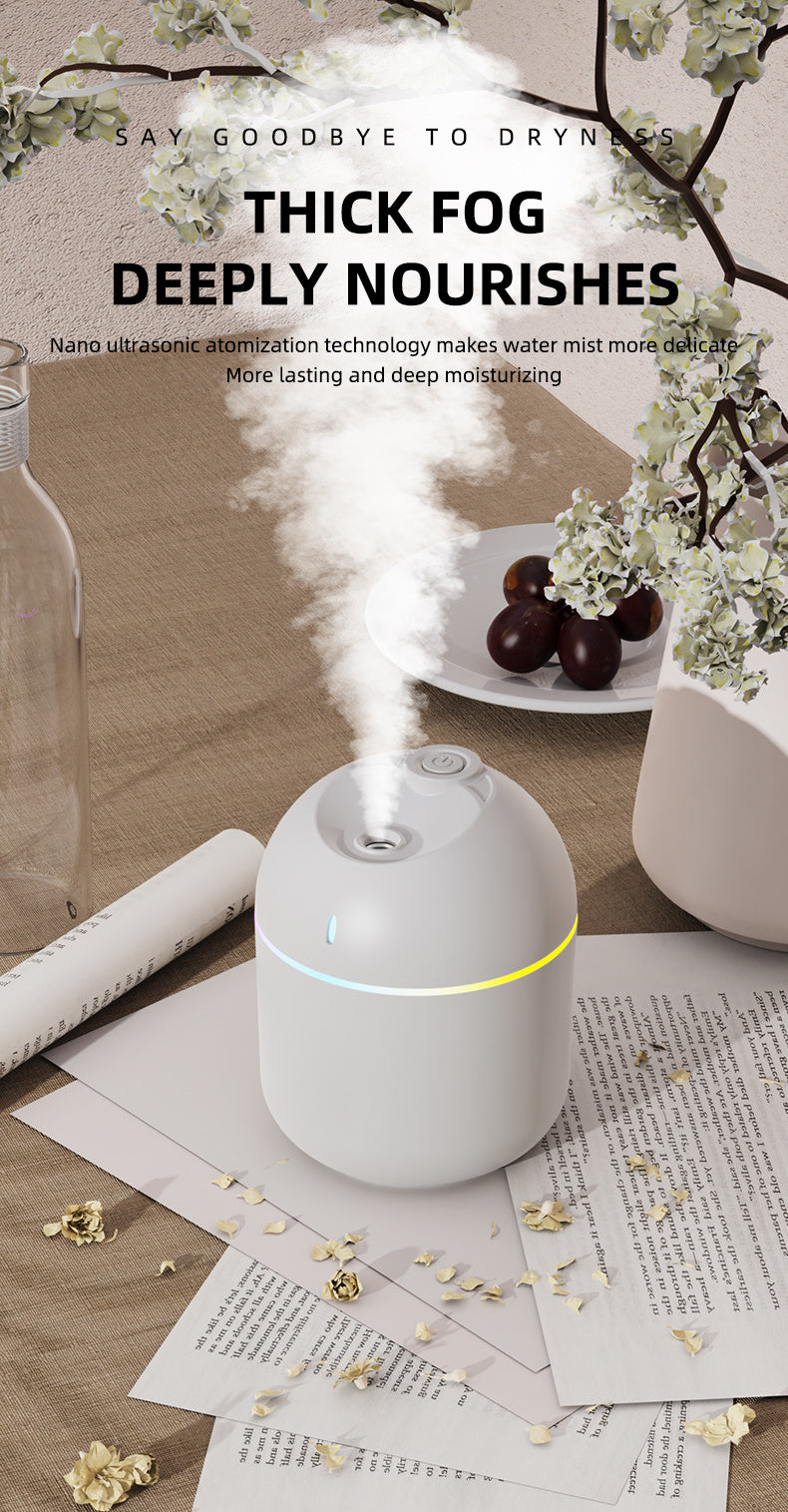 270ml USB Aroma Humidifier with LED Night Light & Auto Shut-Off