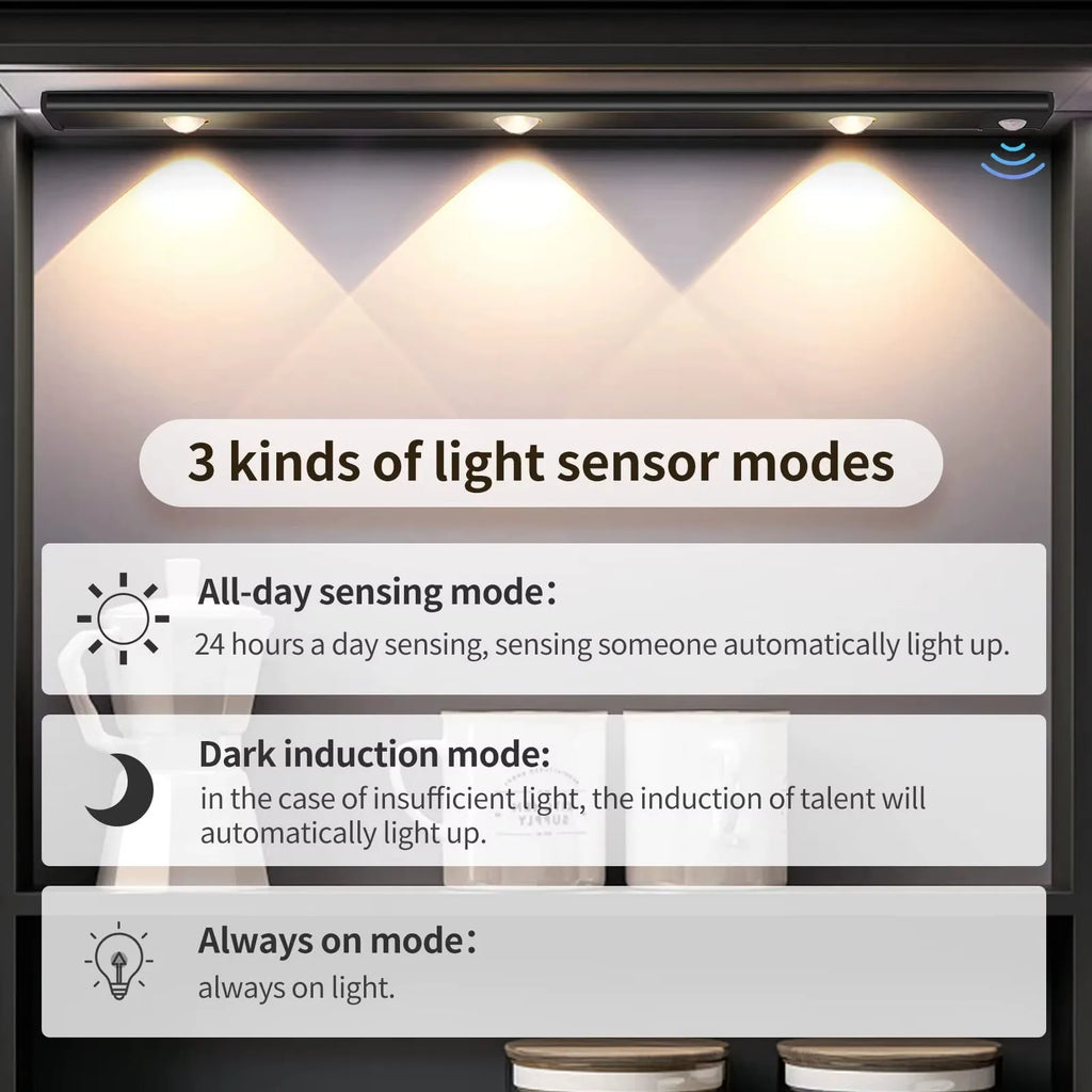 Ultra-Thin LED Under Cabinet Light with Motion Sensor — 3 Color Modes