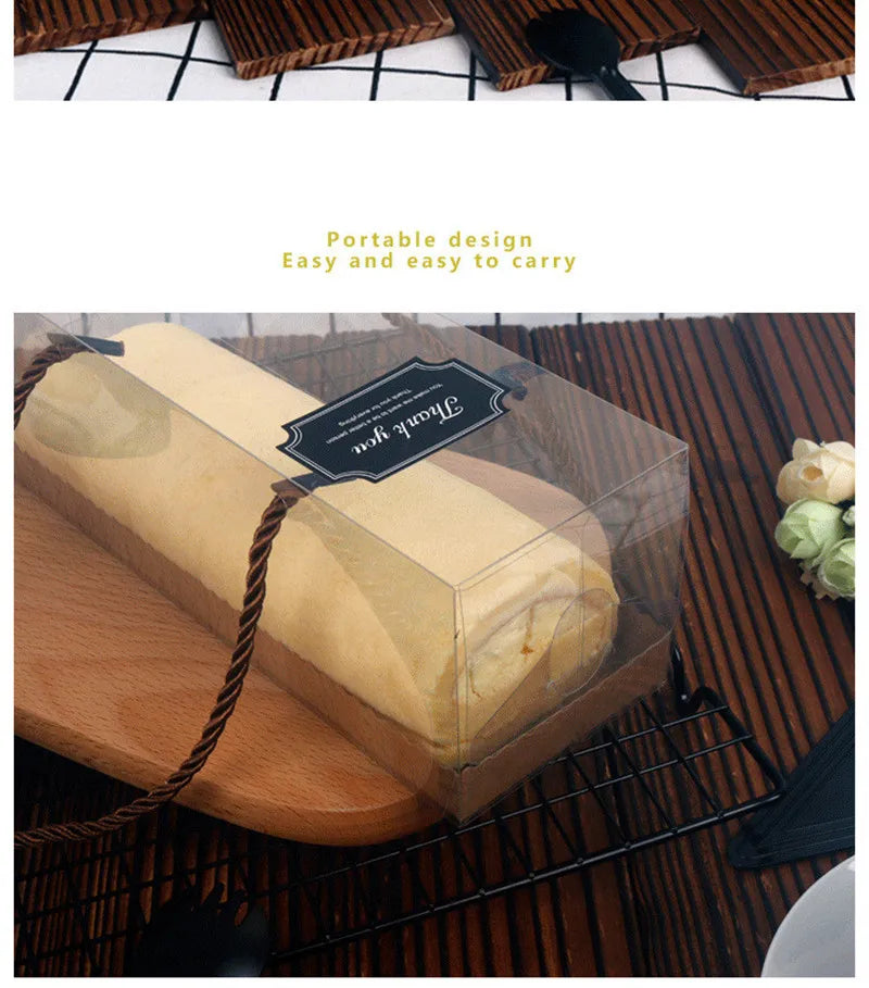Clear Cake Box with Handle — Portable PET Plastic Gift & Cupcake Packaging (10 pcs)