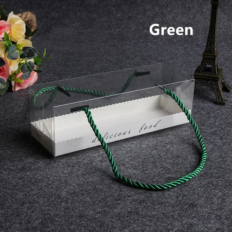 Clear Cake Box with Handle — Portable PET Plastic Gift & Cupcake Packaging (10 pcs)