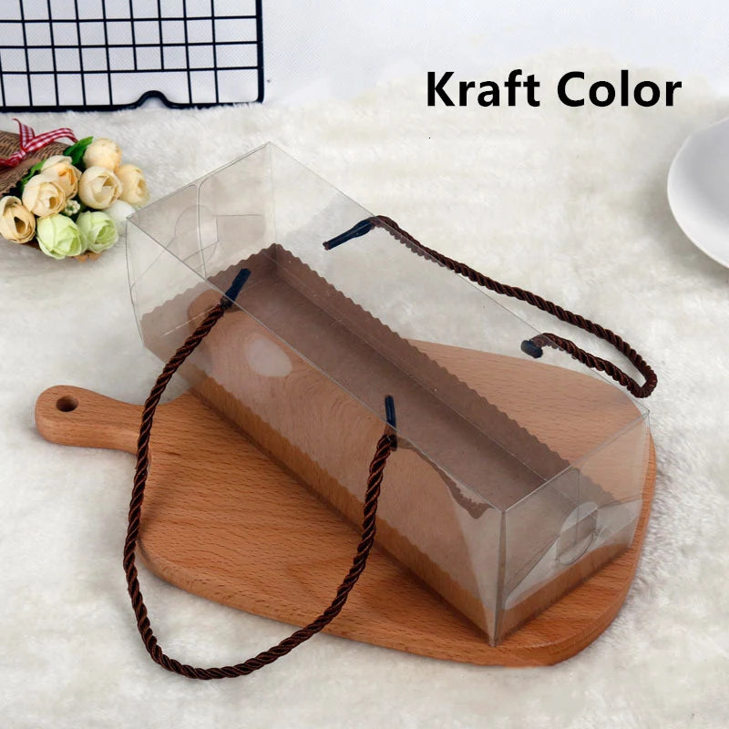 Clear Cake Box with Handle — Portable PET Plastic Gift & Cupcake Packaging (10 pcs)
