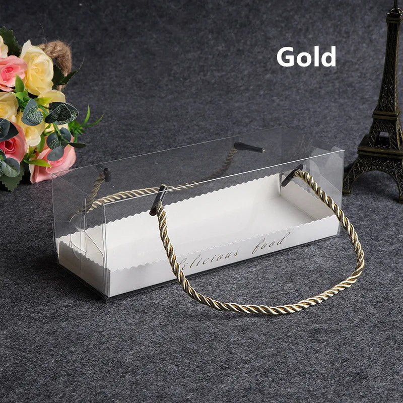 Clear Cake Box with Handle — Portable PET Plastic Gift & Cupcake Packaging (10 pcs)