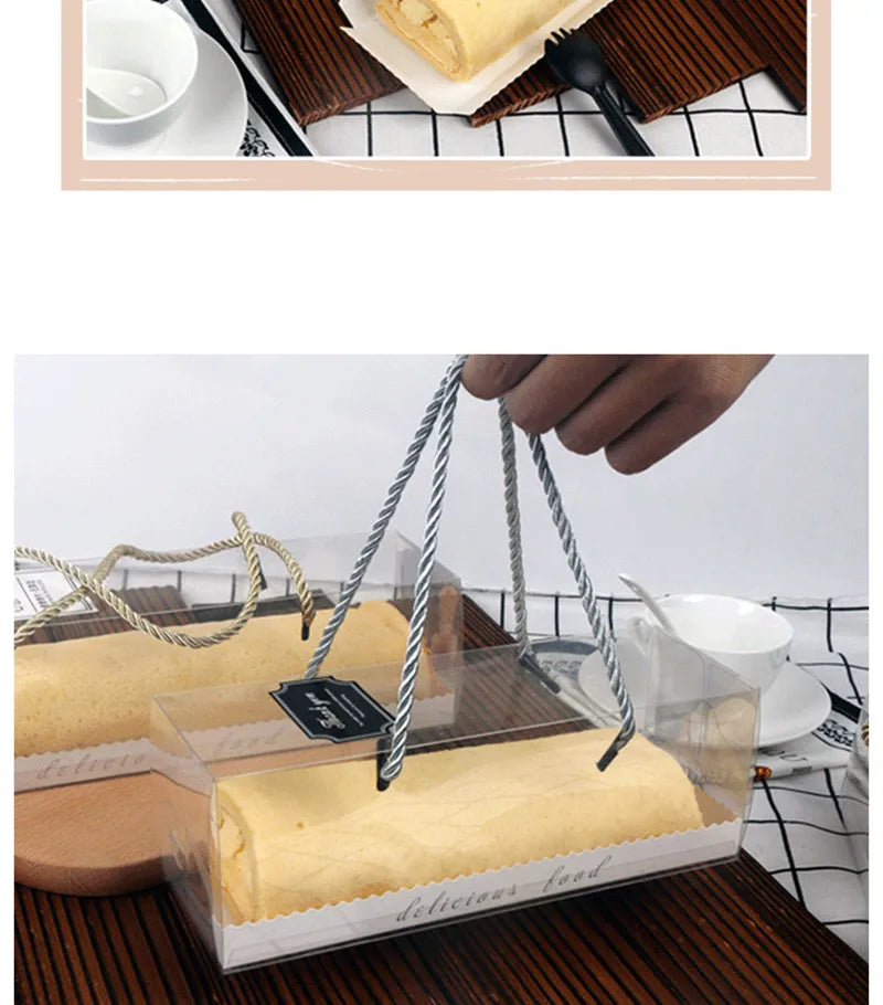 Clear Cake Box with Handle — Portable PET Plastic Gift & Cupcake Packaging (10 pcs)