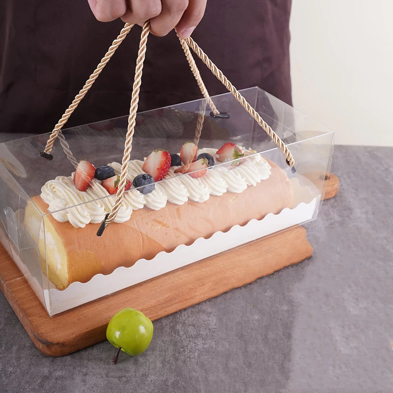 Clear Cake Box with Handle — Portable PET Plastic Gift & Cupcake Packaging (10 pcs)