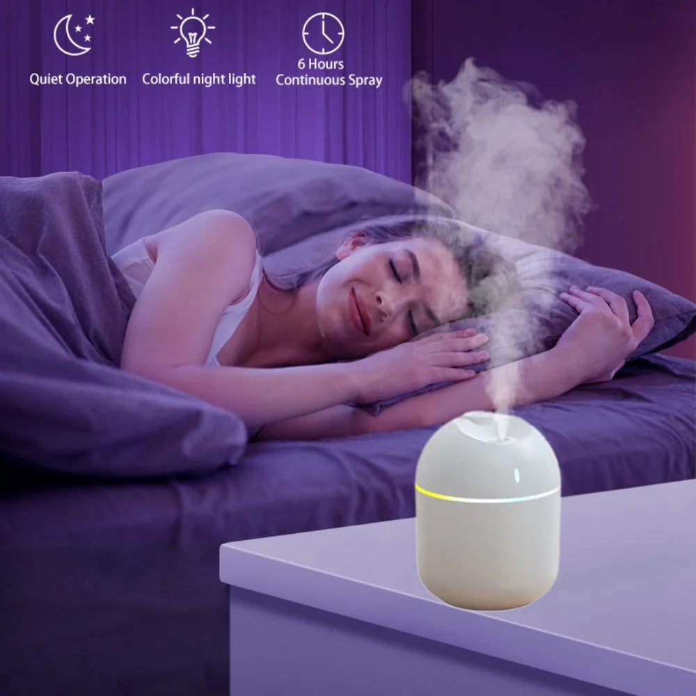 270ml USB Aroma Humidifier with LED Night Light & Auto Shut-Off