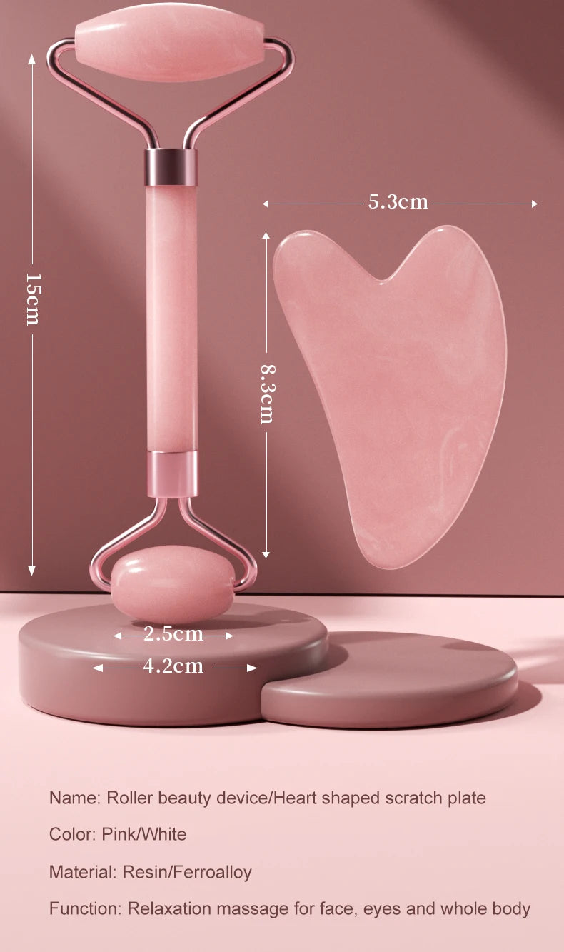 Jade Face Massager – Gua Sha Facial Roller for Skin Care & Anti-Aging