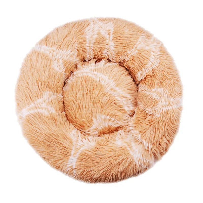 Plush Round Pet Bed – Warm Cozy Bed for Small & Medium Dogs and Cats