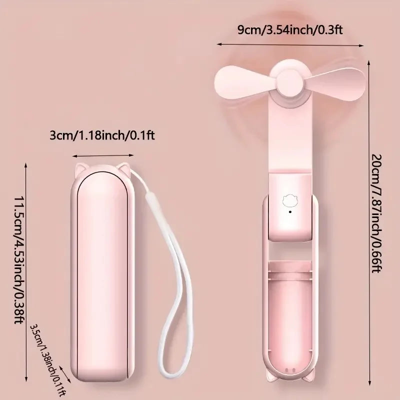 Foldable Portable Mini Fan — USB Rechargeable, 3-Speed