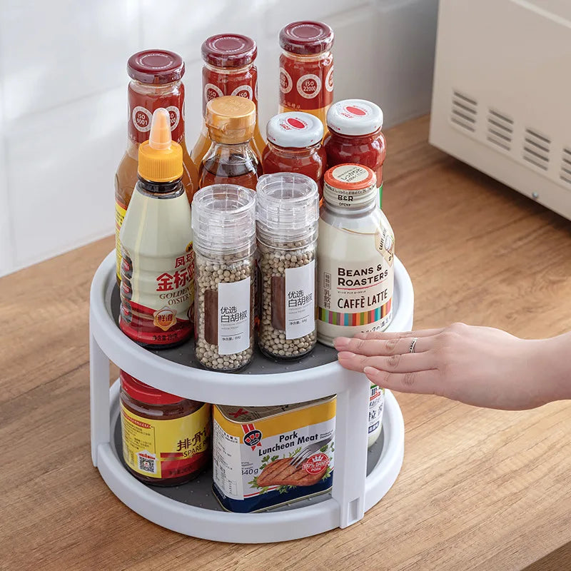 360° Rotating Kitchen Condiment Storage Rack