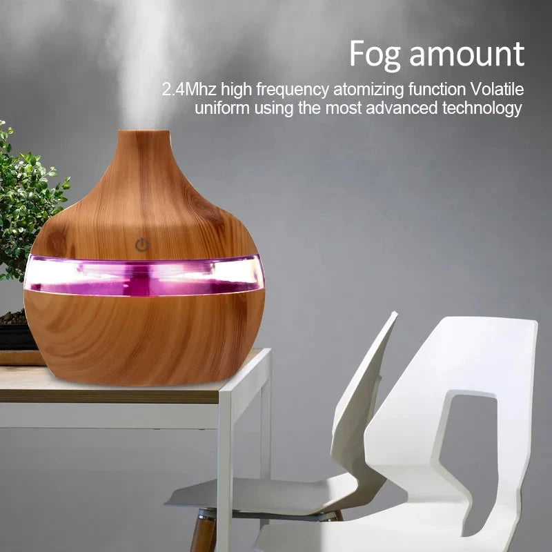 300ml Wood-Grain Ultrasonic Aroma Diffuser & Humidifier