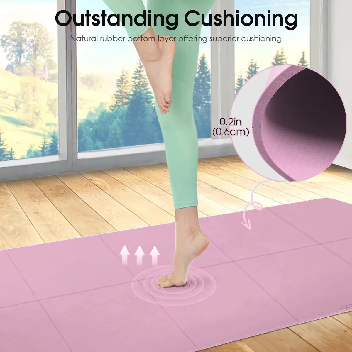 Non-Slip Yoga & Pilates Mat — Cushioned Travel Fitness Pad