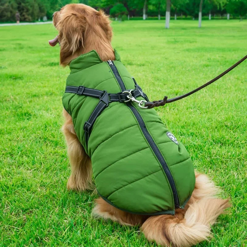 Waterproof Winter Dog Jacket with Harness