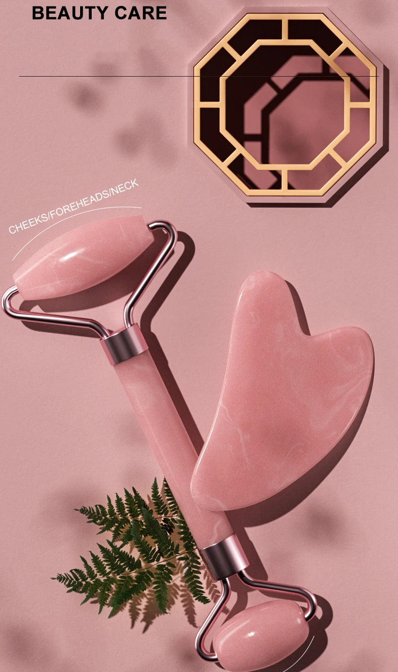 Jade Face Massager – Gua Sha Facial Roller for Skin Care & Anti-Aging