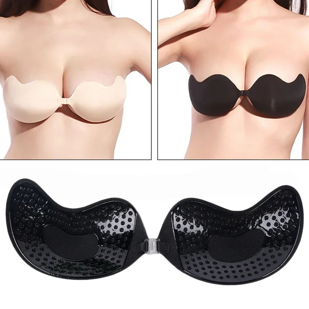 Invisible Strapless Push-Up Bra — Silicone Self-Adhesive, Backless