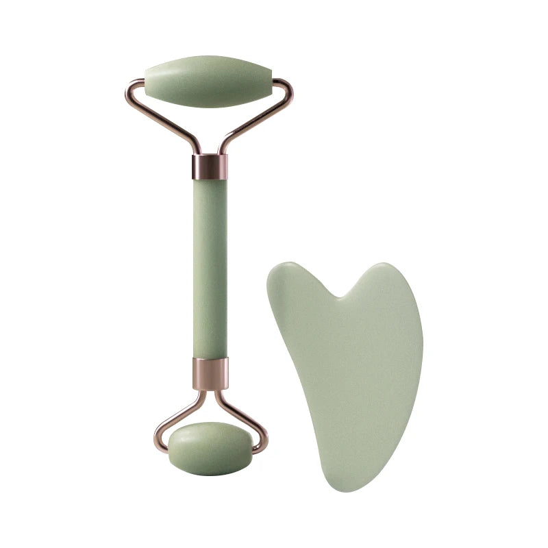 Jade Face Massager – Gua Sha Facial Roller for Skin Care & Anti-Aging