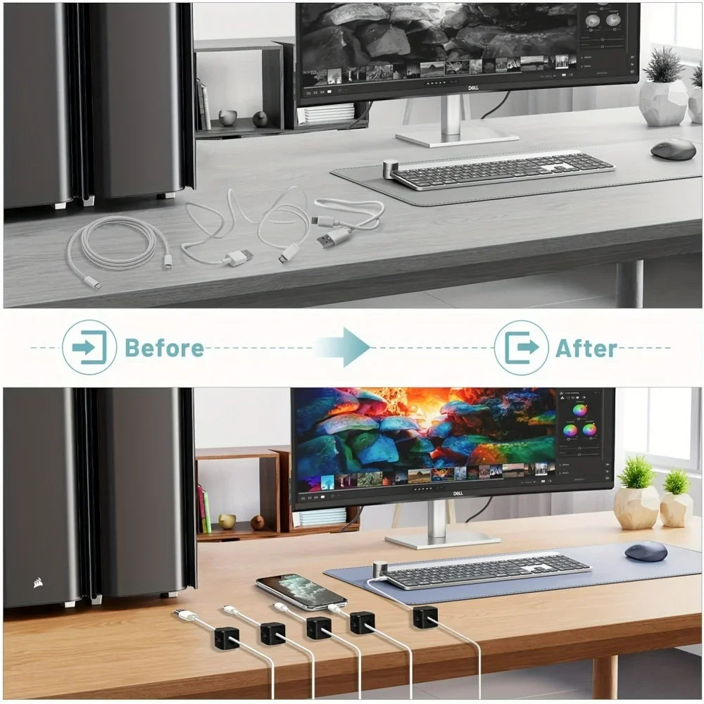 Magnetic Cable Organizer Clips — Wall-Mount Wire & Cord Holder for Desk & Home (1/3/6 pcs)