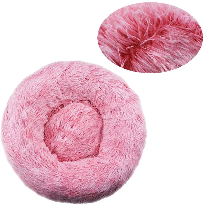 Plush Round Pet Bed – Warm Cozy Bed for Small & Medium Dogs and Cats