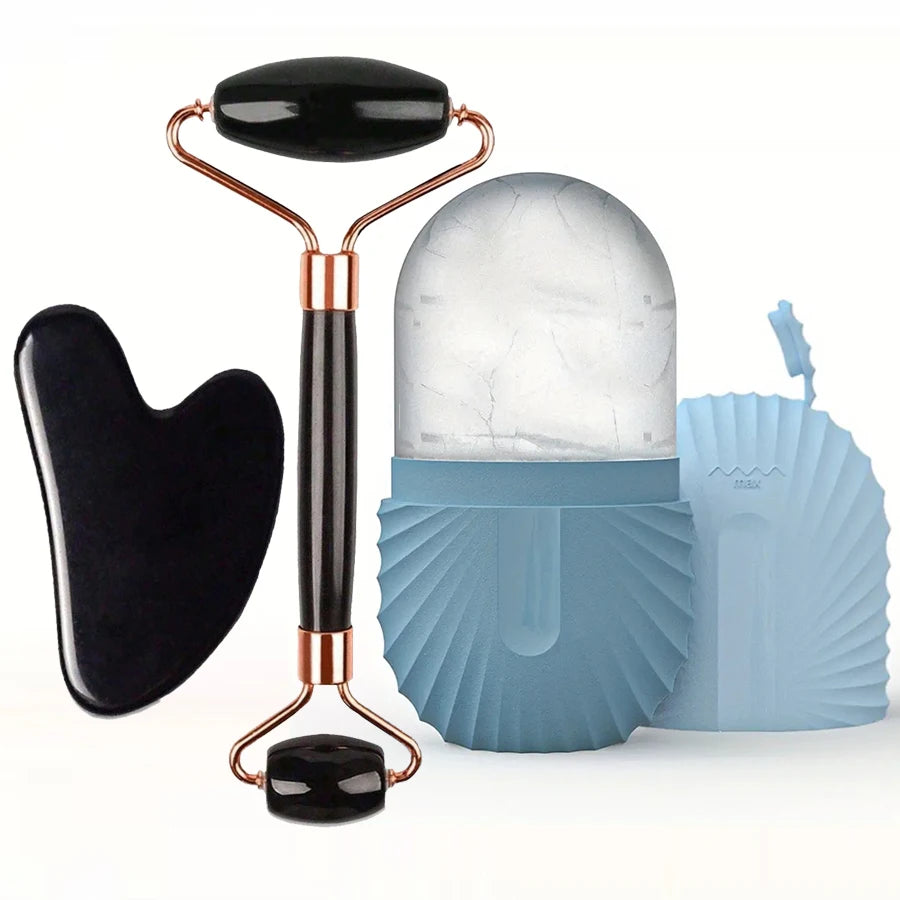 Ice Face Roller & Gua Sha Set — Facial Massage for Lifting & Contouring