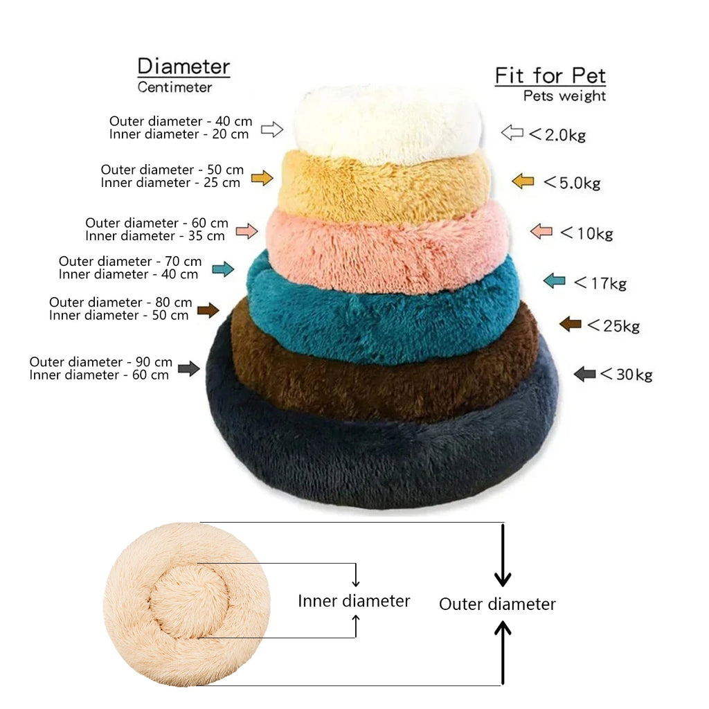 Plush Round Pet Bed – Warm Cozy Bed for Small & Medium Dogs and Cats