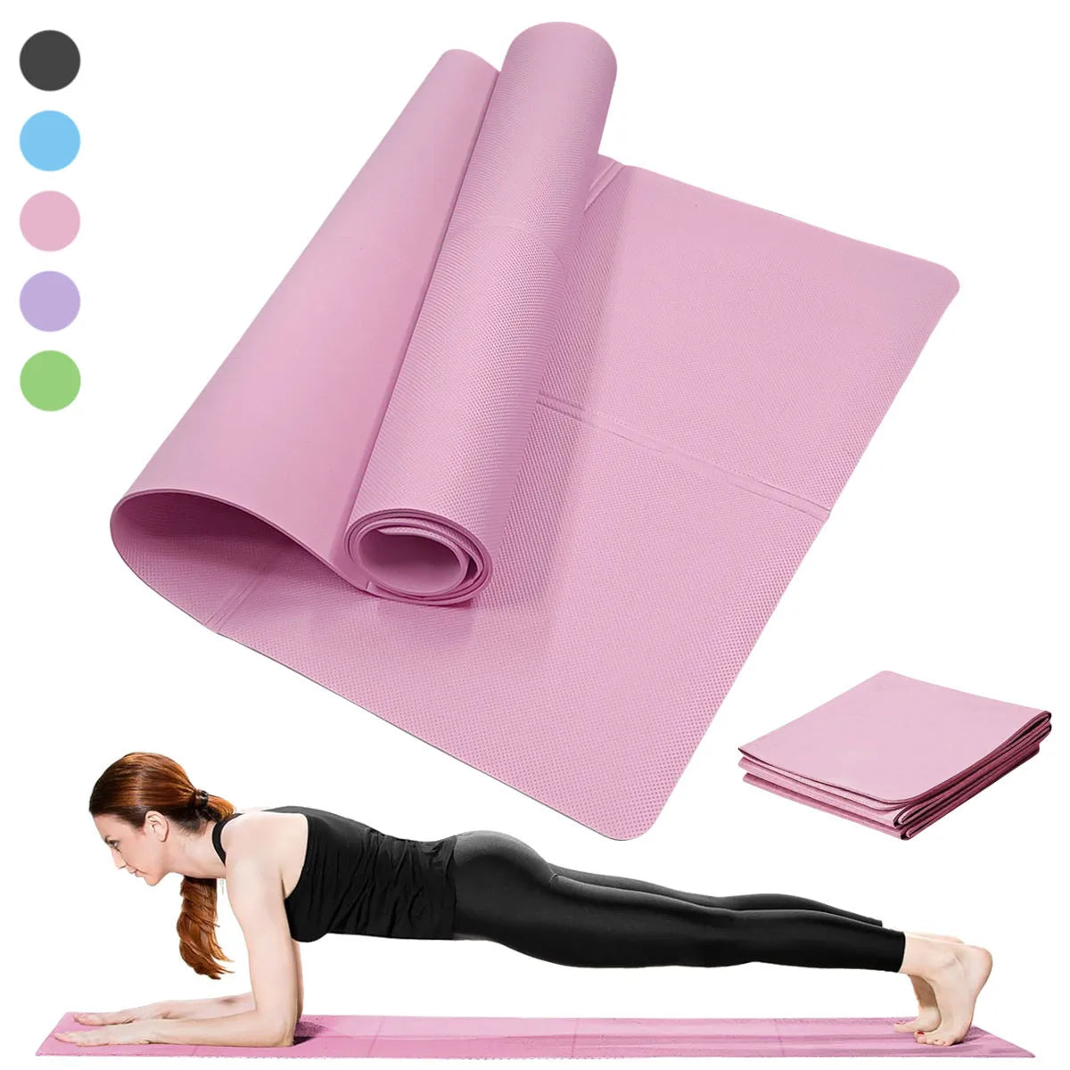 Non-Slip Yoga & Pilates Mat — Cushioned Travel Fitness Pad