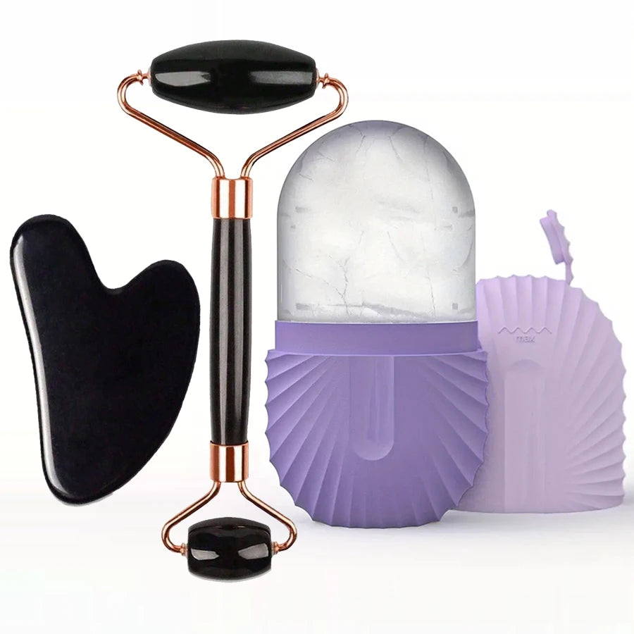 Ice Face Roller & Gua Sha Set — Facial Massage for Lifting & Contouring