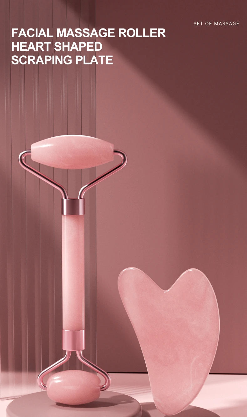 Jade Face Massager – Gua Sha Facial Roller for Skin Care & Anti-Aging