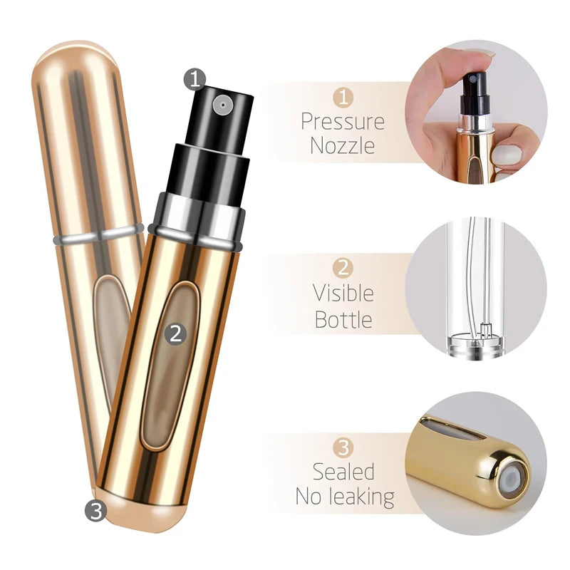 Mini Portable Perfume Atomizer Spray Bottle — 5ml Travel Size