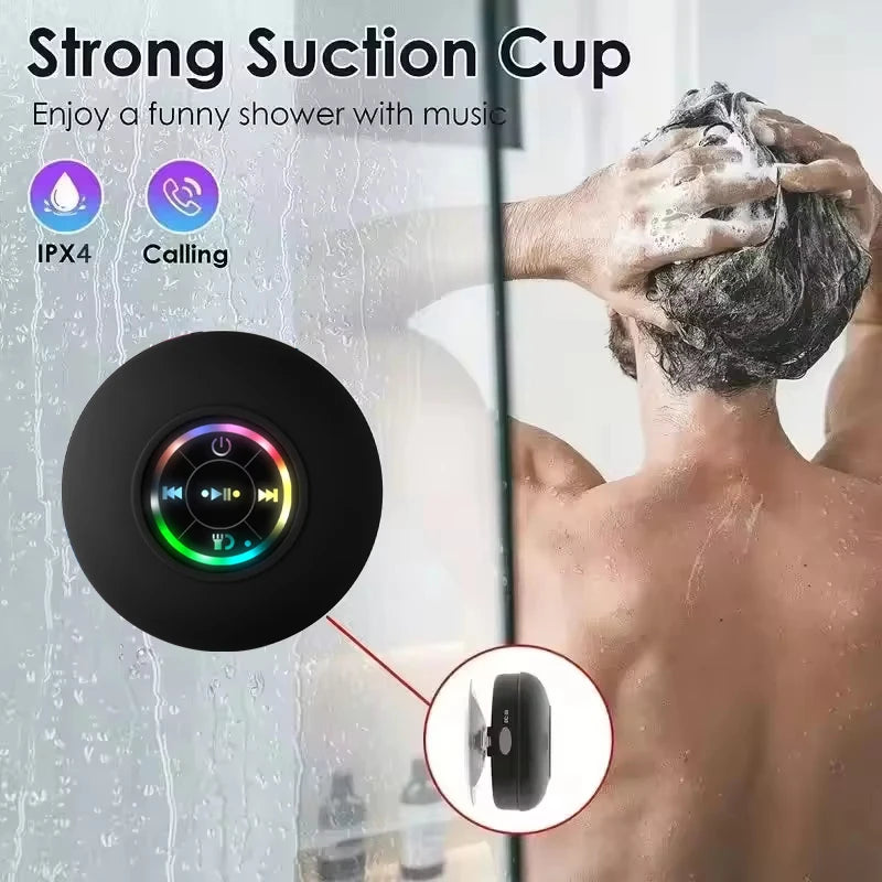 Waterproof Bluetooth Speaker with LED Light & Suction Cup