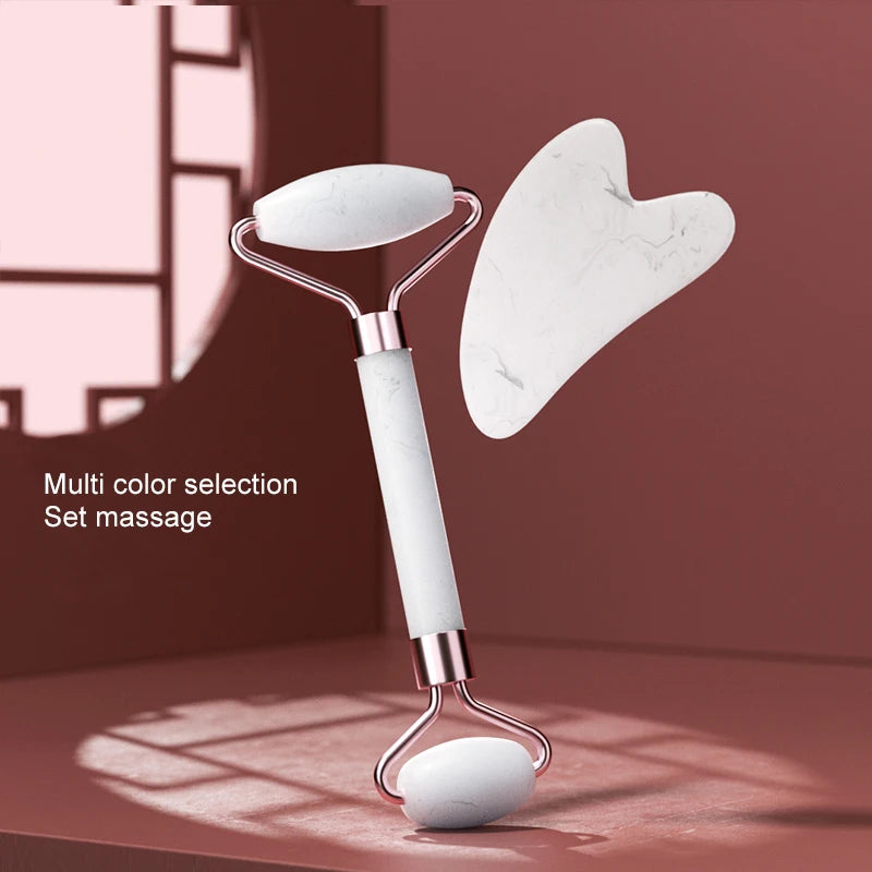 Jade Face Massager – Gua Sha Facial Roller for Skin Care & Anti-Aging
