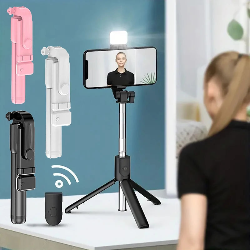 Bluetooth Selfie Stick Tripod with Remote & Fill Light