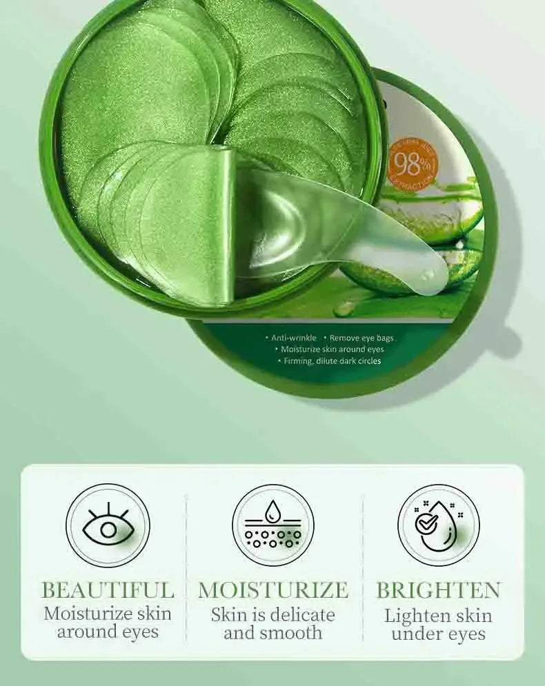 Aloe Vera & Collagen Eye Masks — 60 Patches for Dark Circles & Puffiness