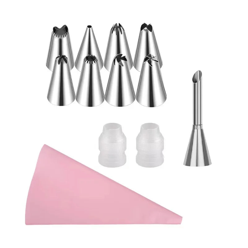Reusable Silicone Piping Bags & Tips Set — Cake Decorating Kit