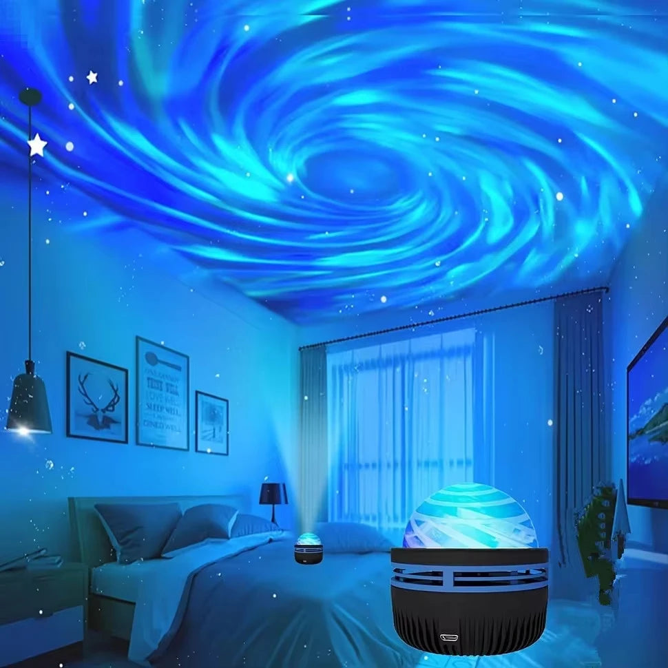 Star & Galaxy Projector with Ocean Wave Effect — 7 Color Patterns