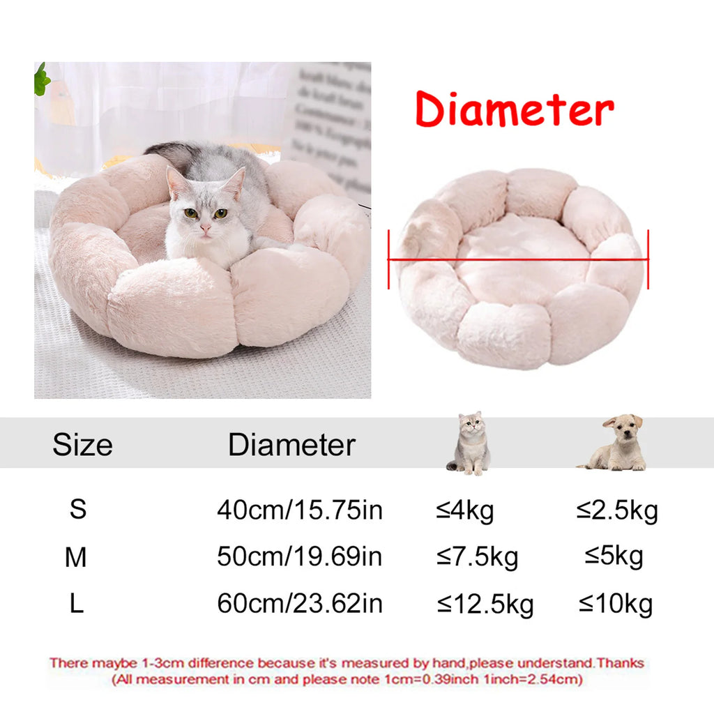 Plush Round Pet Bed – Warm Cozy Bed for Small & Medium Dogs and Cats