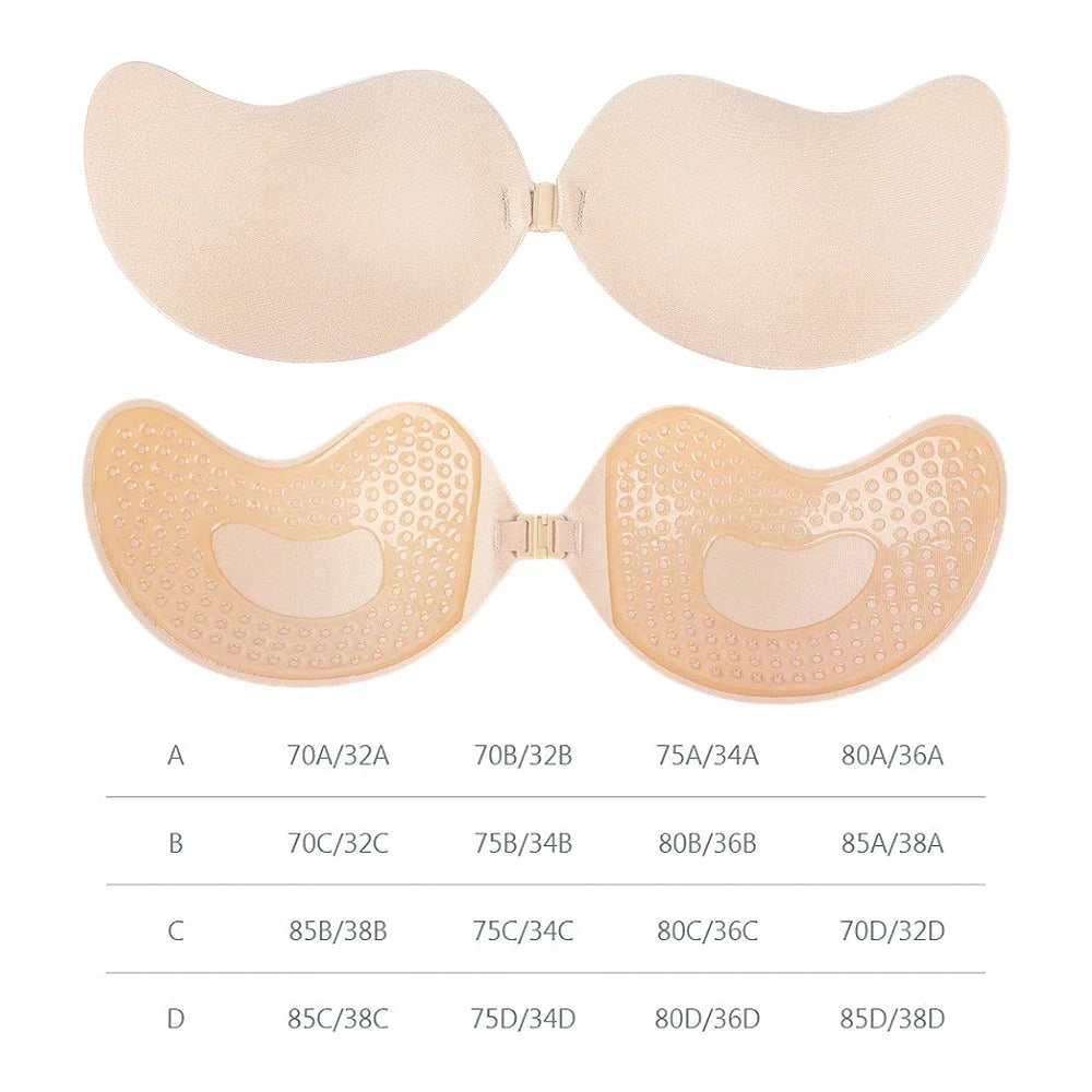 Invisible Strapless Push-Up Bra — Silicone Self-Adhesive, Backless