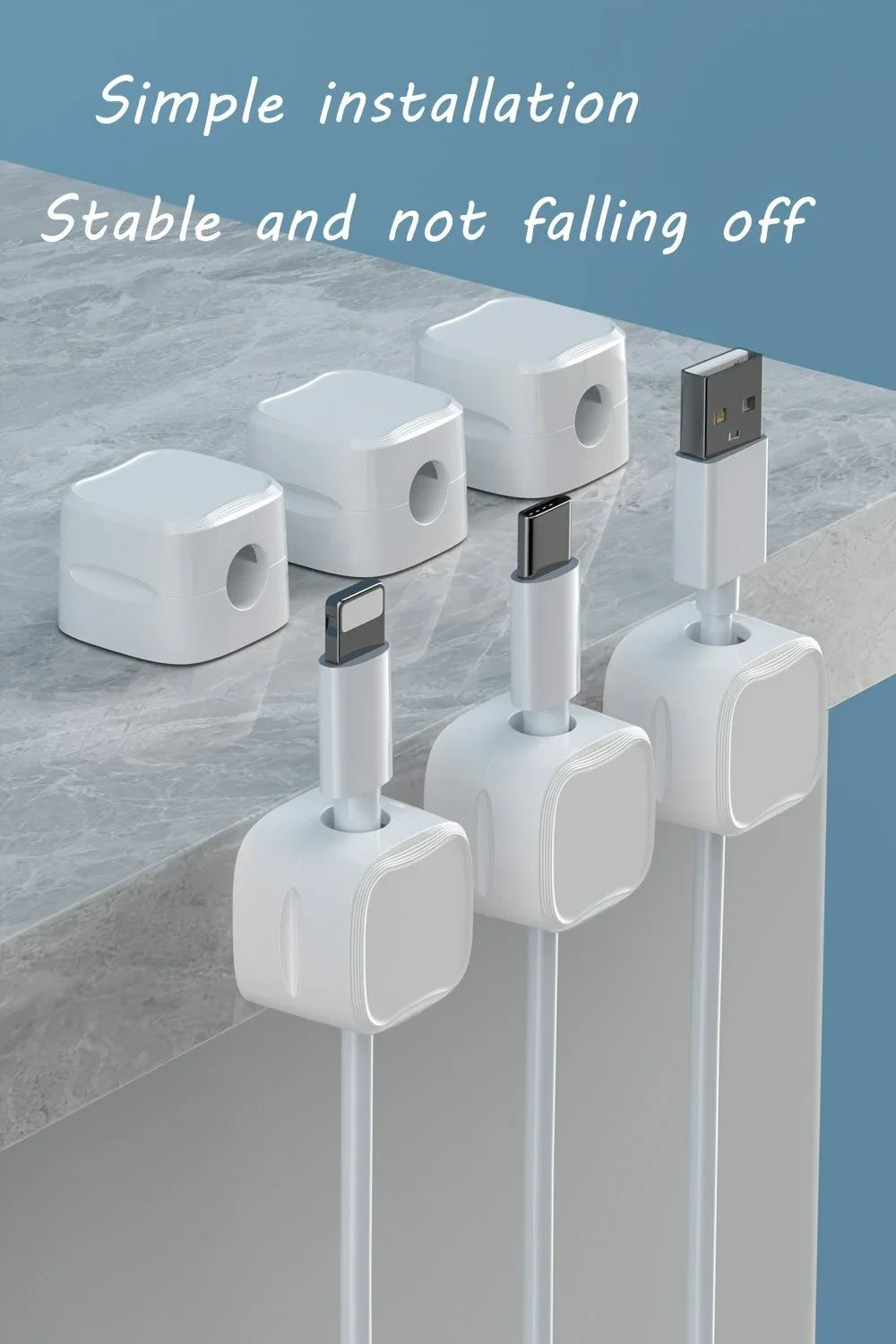 Magnetic Cable Organizer Clips — Wall-Mount Wire & Cord Holder for Desk & Home (1/3/6 pcs)