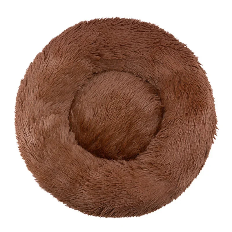 Plush Round Pet Bed – Warm Cozy Bed for Small & Medium Dogs and Cats