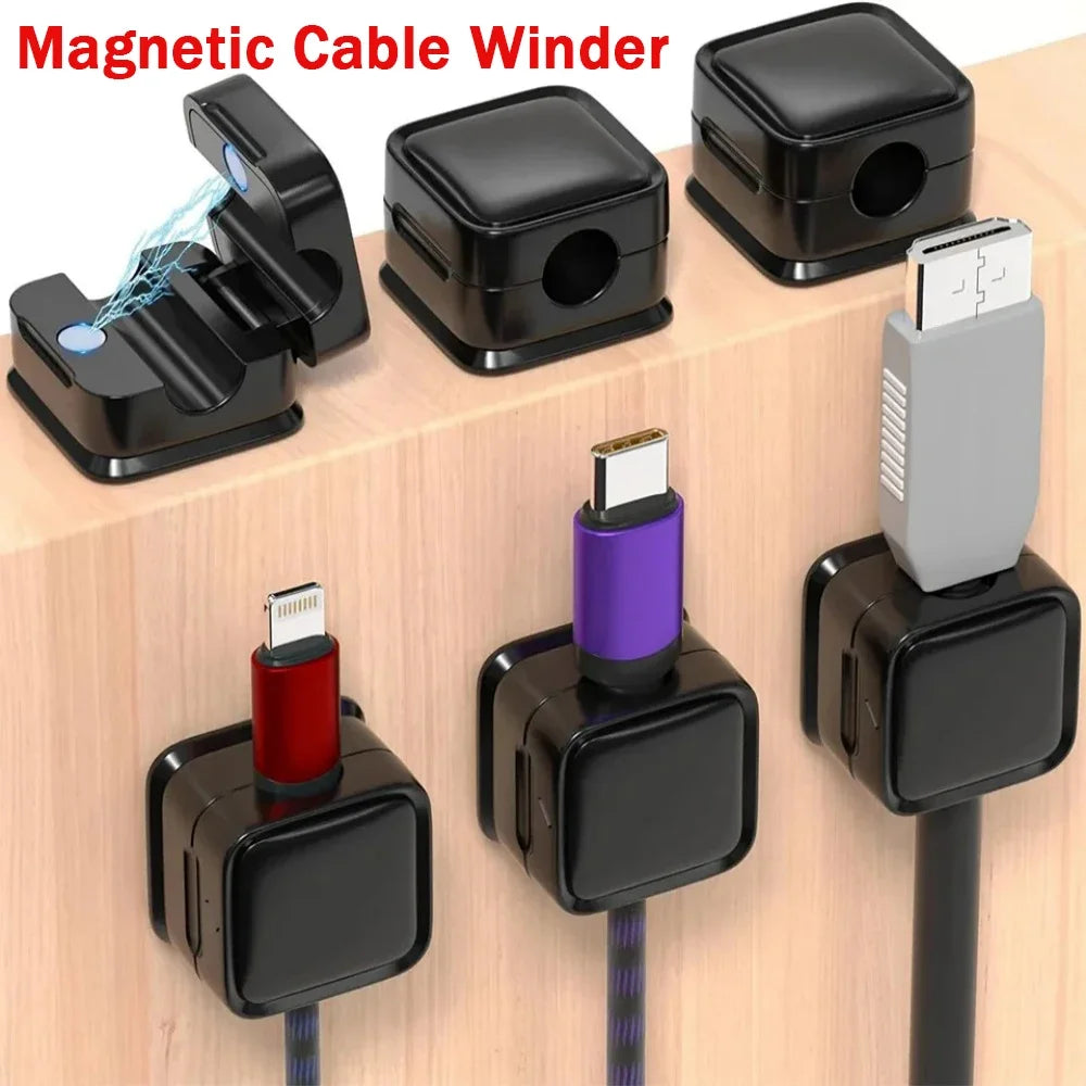 Magnetic Cable Organizer Clips — Wall-Mount Wire & Cord Holder for Desk & Home (1/3/6 pcs)