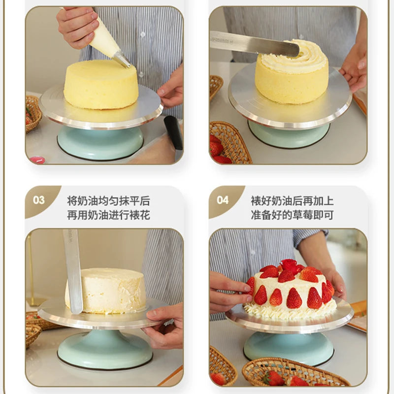 10-Inch Cake Decorating Turntable — Aluminum Alloy, Smooth Spin