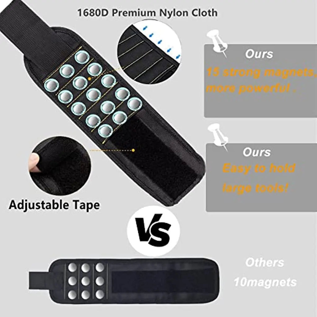 Magnetic Wristband Tool Holder — Holds Screws, Nails & Drill Bits