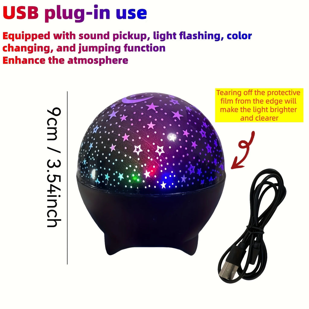 RGB Star & Moon Galaxy Projector Night Light — USB Powered