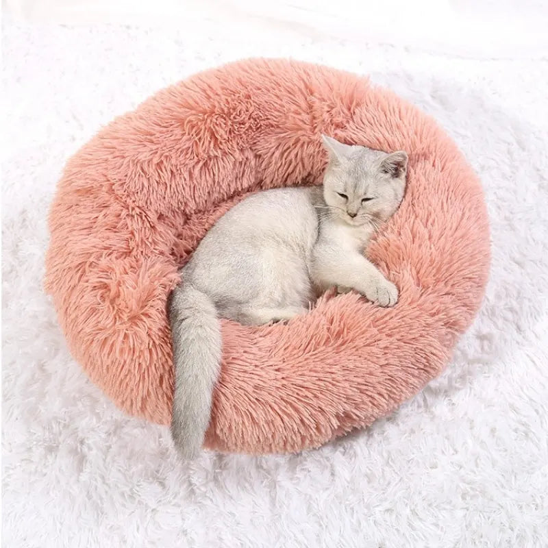 Plush Round Pet Bed – Warm Cozy Bed for Small & Medium Dogs and Cats