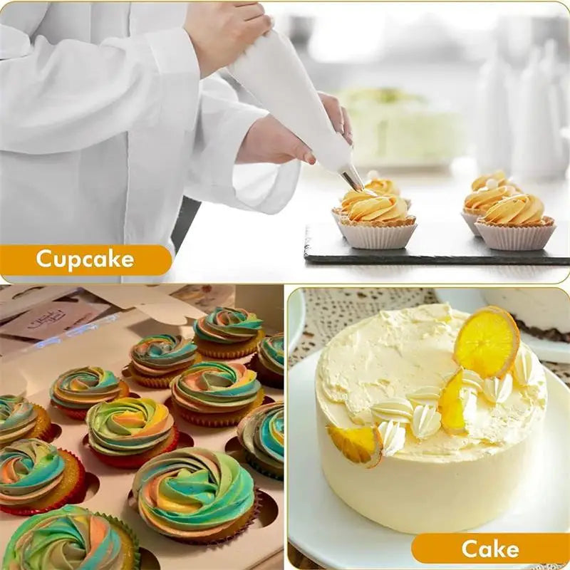 Reusable Silicone Piping Bags & Tips Set — Cake Decorating Kit