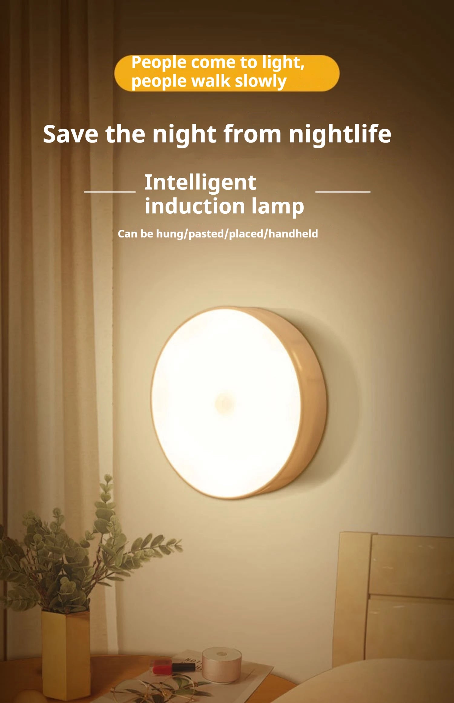 Wireless Motion Sensor Night Light for Bedroom & Hallway