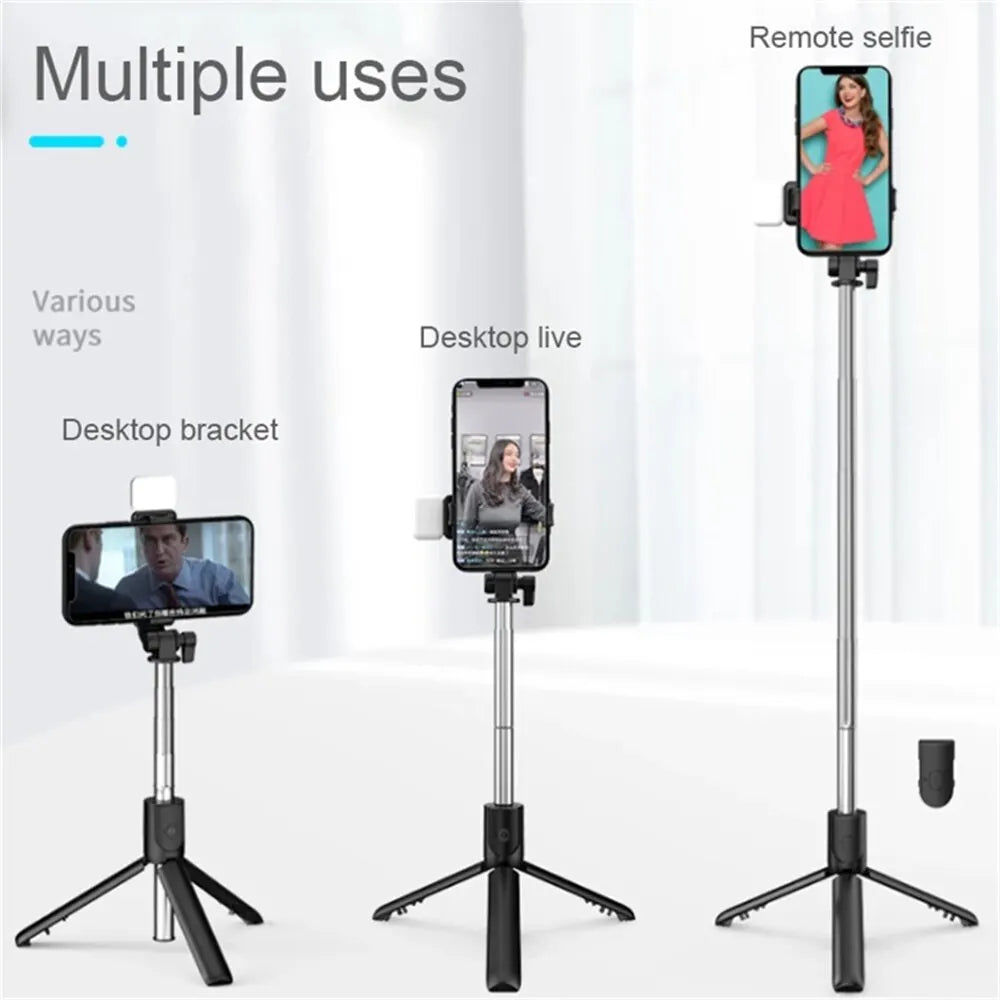 Bluetooth Selfie Stick Tripod with Remote & Fill Light