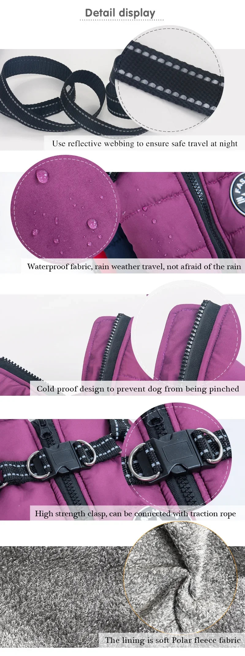 Waterproof Winter Dog Jacket with Harness