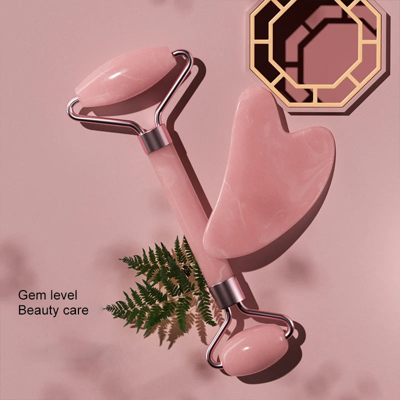 Jade Face Massager – Gua Sha Facial Roller for Skin Care & Anti-Aging