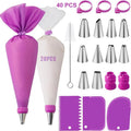Reusable Silicone Piping Bags & Tips Set — Cake Decorating Kit